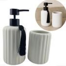 Kit Luxo Banheiro Dispenser e Copo em Cerâmica Fosca Porta Sabonete Líquido 290ml Copo Minimalista Conjunto para Banheiro em Cerâmica Premium Kit Luxo Banheiro Dispenser e Copo em Cerâmica Fosca Porta Sabonete Líquido 290ml Copo Minimalista Conjunto para Banheiro em Cerâmica Premium