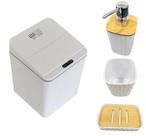 kit Luxo com Lixeira + Saboneteira Porta treco e Escova kit Luxo com Lixeira + Saboneteira Porta treco e Escova