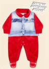 Kit Luxo Macacão Plush + Colete Jeans Bebê Menina Ref. 23128