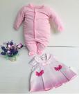 Kit Macacao + Blusa Bebe Menina Longo Malha Luxo Enxoval 322
