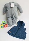 Kit Macacão + Colete Bebe Menino Malha Enxoval Capuz 325