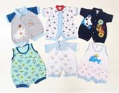 Kit Macacão Curto em Malha - Com Manga e Regata - 4 Unidades - Masculino - Nethuno Baby