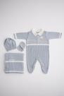 Kit macacão e manta tricot bebe luan azul mini lord