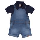 Kit Macacão Jardineira Jeans + Camisa Infantil Menino 27147
