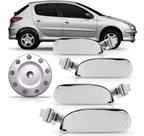 Kit macaneta cromado + tampa combustivel peugeot 206 1998 a 2010 4p