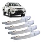 Kit Maçaneta Externa Cromada L200 Triton 2008 2009 2010 2011 2012 2013 2014 2015 em Diante
