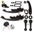Kit Maçanetas Portas Motor Mala Preto - Mesma Chave compatível com Fusca após 1978