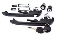 Kit Maçanetas Portas Pretas em Metal Cilindros Ignição e Porta-Malas Mesma Chave para Gol Voyage Quadrado G1 1987 A 1995
