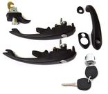 Kit Maçanetas Pretas Portas Cilindro Ignição Fecho Motor Alça Capô Metal Mesma Chave pra Tudo - Fusca 1978 Em Diante