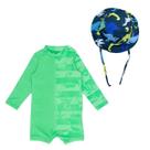 Kit Macaquinho Estampa Aparece + Chapéu Proteção Solar Bebê