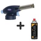 Kit Maçarico Fuji Portátil Automático + 1 Cartucho Refil de Gás Camping Culinária Artesanato Reparos Soldas
