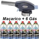 Kit Maçarico Portátil Com Controle Manual + 6 Latas De Refil