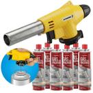 Kit Maçarico Portátil Encaixe Refil Para Artesanato + 10 Cartucho Gás Maçaricos 400ml/215g