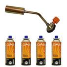 Kit Maçarico Portátil GT-49 Manual Regulagem de Chama + 4 Latas Refil 227g