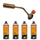 Kit Maçarico Portátil GT-49 Manual Regulagem de Chama + 4 Latas Refil 227g