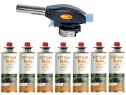 Kit Maçarico Portátil GT6019 Com Controlador de Chama + 7 Recargas de Gás