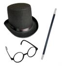 Kit Mágico Óculos Chápeu Varinha Fantasia Halloween Carnaval Kit Mágico Óculos Chápeu Varinha Fantasia Halloween Carnaval
