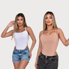 Kit Maio Feminino Com Bojo Alcinha Body Cavado Tecido Suplex Moda Praia Verão