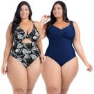 Kit Maiô Plus Size Chapa Barriga Liso Estampado Com Bojo Kit Maiô Plus Size Chapa Barriga Liso Estampado Com Bojo