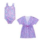 Kit Maiô Praia + Saída De Praia Vestido Tule Infantil Menina