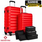 Kit Mala Bordo 10kg E Média 23kg Para Despachar, ABS Super Resistente e Cadeado Embutido, Original Sestini com Garantia Vitalícia