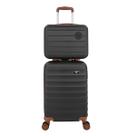 Kit Mala de Viagem de Bordo ANAC 55x35x25 com Cadeado mais Mala de Mão Frasqueira em ABS Falcon Line Alças e 4 Rodinhas Giratórias de 360 Reforçadas