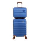 Kit Mala de Viagem de Bordo ANAC 55x35x25 com Cadeado mais Mala de Mão Frasqueira em ABS Falcon Line Alças e 4 Rodinhas Giratórias de 360 Reforçadas