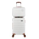Kit Mala de Viagem de Bordo ANAC 55x35x25 com Cadeado mais Mala de Mão Frasqueira em ABS Falcon Line Alças e 4 Rodinhas Giratórias de 360 Reforçadas
