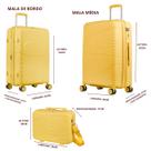 Kit Mala Média 23Kg + Bordo 10Kg + Frasqueira Joy Pp 360º Cor:Amarela Kit Mala Média 23Kg + Bordo 10Kg + Frasqueira Joy Pp 360º Cor:Amarela