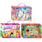 Kit Maleta Divertida Princesas Unicórnios Contos Clássicos 18 Livros + 3 Quebra-Cabeça