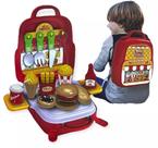 kit Maleta Fast Food De Brinquedo 3 Em 1 Mochila com 29 Peças