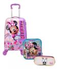 Kit Malinha Ou Mala Escolar Minnie Mouse Flores Rodinhas 360
