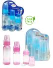 Kit Mamadeira 3 Peças 80ml, 150ml e 240ml Rosa ou Azul Bebês Bico Redondo 100% Silicone Cefisa