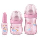 Kit Mamadeiras LILLO Evolution Primeiros Passos Rosa 50ml+120ml+260ml