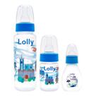 Kit Mamadeiras Lolly 3 Unidades Azul e Rosa 003470 (240ml, 80ml, 50ml) Cor:Azul
