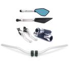Kit Manete Manopla Guidão Retrovisor Cbtwister Gravado Laser