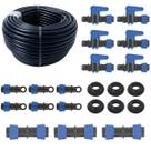 Kit Mangueira 100M 16mm Irrigação + Registro, Chula, Fim de Linha, Emenda - Irrigação Completa e Fácil Instalação Kit Mangueira 100M 16mm Irrigação + Registro, Chula, Fim de Linha, Emenda - Irrigação Completa e Fácil Instalação