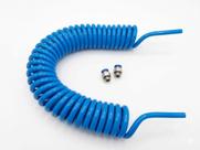 Kit Mangueira Espiral Pneumática PU 8mm x 10 Metros com 2 Conexões