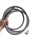 Kit mangueira flexivel prata malha de aço 3m tm x tm para gás + 2 abraçadeiras
