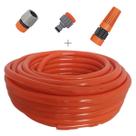 Kit mangueira siliconada para jardim laranja 25m com engate rapido e esguicho rosqueavel tramontina