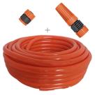 Kit mangueira siliconada resistente ao sol 20m flexivel para jardim laranja com esguicho e engate rosqueavel tramontina