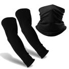 Kit Manguito Mais Bandana Tubular Proteção Uv Calor Frio