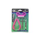 Kit Manicure 4 Peças SQ3447 - Alicate Tesoura Pinça Escova - Completo para Unhas