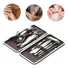 Kit Manicure e Pedicure 12 Peças Aço Inox com Estojo Portátil Unissex