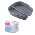 Kit Manicure e Pedicure Porta Acetona e Algodão + Bacia Pés Salão de Beleza Cores Dompel - Cinza Kit Manicure e Pedicure Porta Acetona e Algodão + Bacia Pés Salão de Beleza Cores Dompel - Cinza