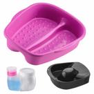 Kit Manicure e Pedicure Tigela mão + Bacia Pés + Porta acetona e algodão Salão de Beleza Cores Dompel - Rosa
