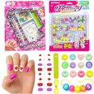 Kit Manicure Infantil com Unhas e Adesivos + Caixa de Miçangas e Letras Infantil