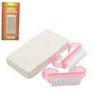 Kit Manicure para Esfoliar e Higienizar Pés e Mãos - 1 Pedra Pomes e 2 Escova para Unhas - MONALIZA