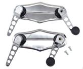 Kit Manivelas e Maçanetas Esportivas Cromadas Portas Espelhos Inox Modelo 3 Pontudo Liso Fusca 1970 a 1977