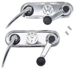 Kit Manivelas e Maçanetas Portas Espelhos Inox Modelo 2 Reto com Logo Fusca 1970 A 1977